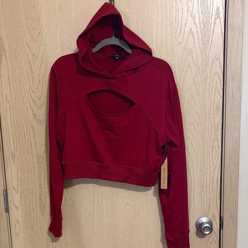 Almost Famous Crimson Cut-Out Sweatshirt